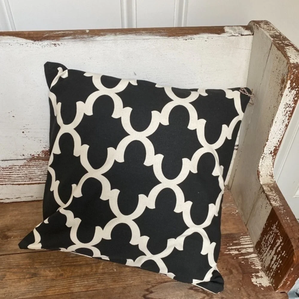 Black &  cream  2 sided Accent Pillow Cover